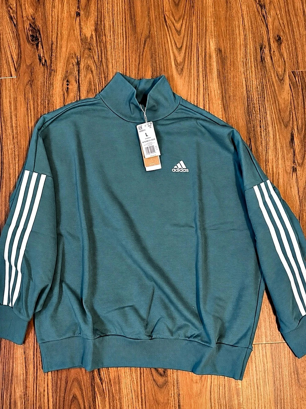 adidas W PMG Mock Neck Mock Neck Pullover Blue Size Large NWT